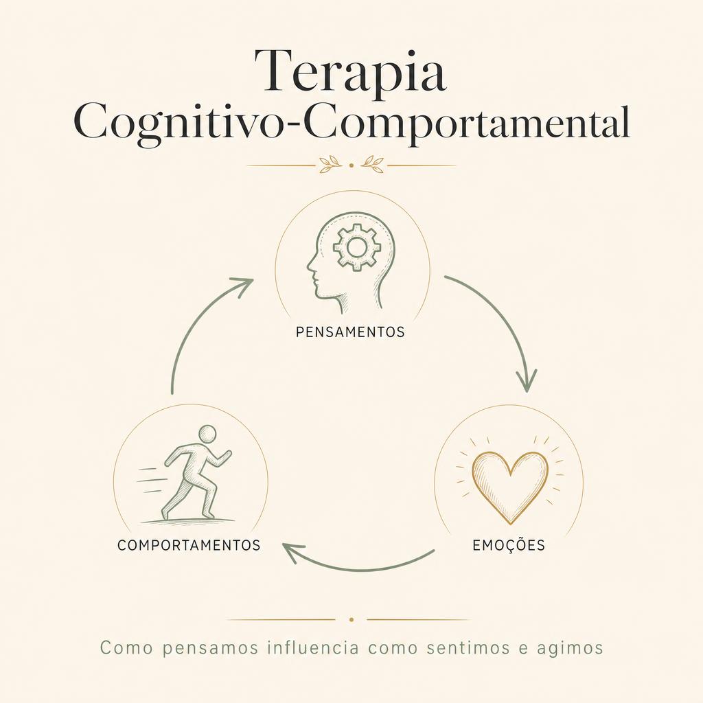 Ilustração sobre pensamentos, emoções e comportamentos